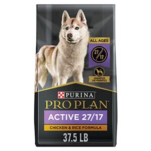 purina pro plan active, high protein dog food, sport 27/17 chicken & rice formula – 37.5 lb. bag