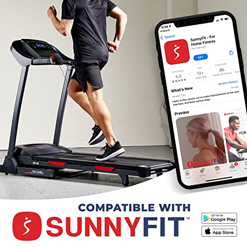 Sunny Health & Fitness Folding Incline Treadmill with Optional Exclusive SunnyFit® App and Smart Bluetooth Connectivity - SF-T7705SMART