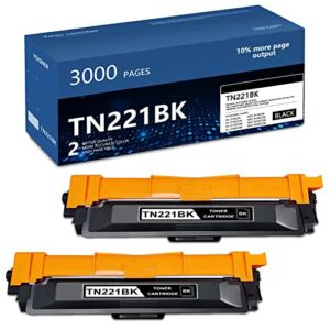 yoisner tn221 black toner cartridge: compatible 2pack tn-221 toner cartridge replacement for brother tn 221 hl-3140cw 3150cdn 3170cdw 3180cdw mfc-9130cw dcp-9015cdw 9020cdn printer, tn2212pk