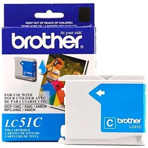 Brother LC51C OEM Ink - DCP 130 330C 350C FAX 1860 1960C 2480C 2580C MFC 230C 240C 440CN 465CN 665CW 685CW 845CW 885CW 3360C 5460CN 5860CN Cyan Ink (400 Yield) - Brother LC51C