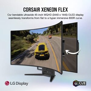 Corsair XENEON Flex 45WQHD240 Gaming Monitor - 45-Inch OLED WQHD (3440 x 1440) Bendable Display, 240Hz Refresh Rate, 0.03ms GtG Response Time, NVIDIA® G-SYNC Compatible, AMD FreeSync™ Premium - Black