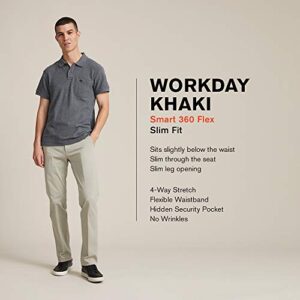 DOCKERS Men's Slim Fit Workday Khaki Smart 360 Flex Pants, Storm (Stretch), 34W x 29L