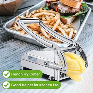 Jahy2Tech French Fry Potato Cutter Stainless Steel with 2 Blades for Potato Slicer French Fries, Press French Fries Cutter for Potato Cucumber Carrot Onion Vegetables