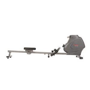 Sunny Health & Fitness Compact Folding Magnetic Rowing Machine with LCD Monitor, Bottle Holder, 43 Inch Slide Rail, 285 LB Max Weight - Synergy Power Motion - SF-RW5801, Gray