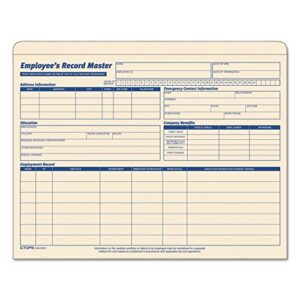tops 3280 employee record master file jacket, 9 1/2 x 11 3/4, 10 point manila (pack of 20)