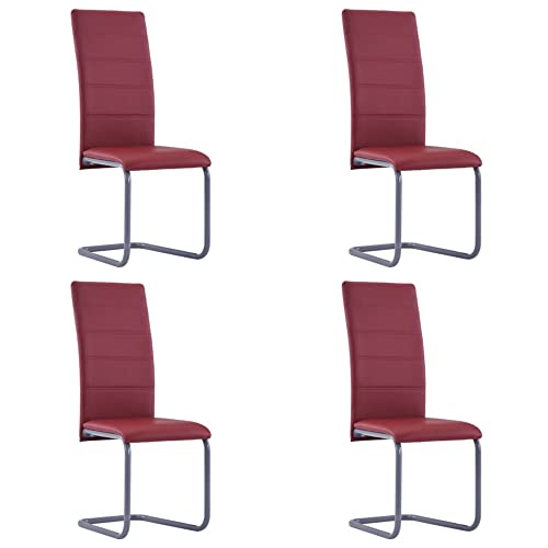 vidaXL 282098 Cantilever Dining Chairs 4 pcs Red Faux Leather