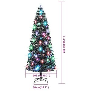 vidaXL Christmas Tree with LEDs Green and White 8 ft Fiber Optic