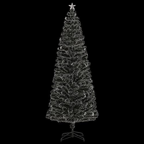 vidaXL Christmas Tree with LEDs Green and White 8 ft Fiber Optic