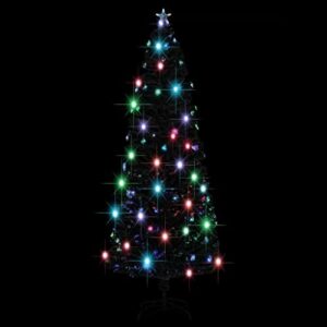 vidaXL Christmas Tree with LEDs Green and White 8 ft Fiber Optic