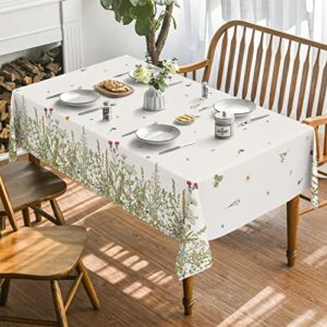 Horaldaily Spring Summer Tablecloth 60x120 Inch, Wild Flowers Floral Table Cover for Party Picnic Dinner Decor