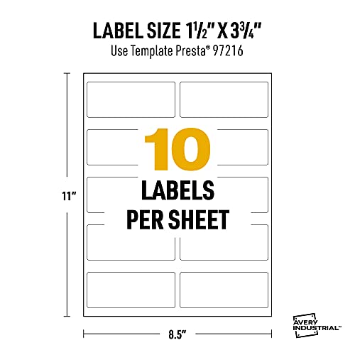 Avery UltraDuty GHS Labels, Waterproof, 1.5 X 3.75 Inch Rectangle Printable Labels, Pack of 500 White Labels for Use with Laser Printers