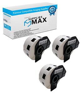 suppliesmax compatible replacement for brother white die-cut round paper label tape (3/pk-.47in/ 12mm diameter) (1200 labels) (dk-1219_3pk)