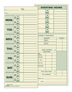 tops 1291 time card for pyramid model 331-10, weekly, two-sided, 3 1/2 x 8 1/2 (box of 500)