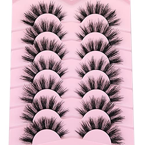 3D Natural False Eyelashes Fluffy Flat Lashes Wispy Faux Mink Eyelashes that Look Like Extensions Volume Strips Lash by Focipeysa