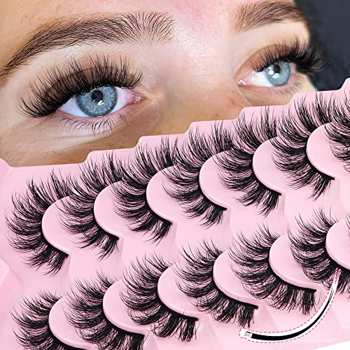 3D Natural False Eyelashes Fluffy Flat Lashes Wispy Faux Mink Eyelashes that Look Like Extensions Volume Strips Lash by Focipeysa