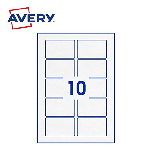 Avery - Pack of 100 Rectangular Self-Adhesive Labels, White Paper, 80 x 50 mm, Customisable and Printable Laser, Inkjet and Copier (PPW-80 x 50.FR)