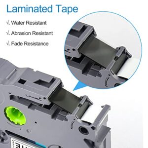 Compatible Label Tape Replacement for Brother TZe-231/431/531/631/731 Laminated P Touch Label Maker Tape, Black on White/Red/Yellow/Blue/Green 12mm x 8m ,8 Pack