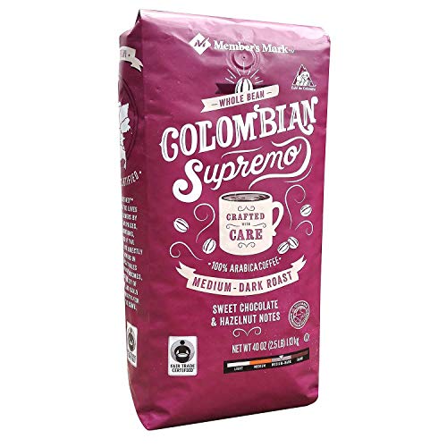 Member's Mark Whole Bean Colombian Supremo Coffee 2.5 Pound - SET OF 2