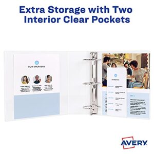 Avery Durable Clear View 3 Ring Binders, 3 Inch Binder Rings, 4 White Binders (09203)