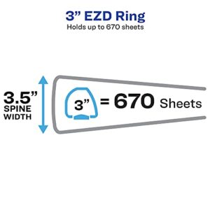 Avery Durable Clear View 3 Ring Binders, 3 Inch Binder Rings, 4 White Binders (09203)