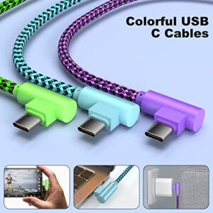 Osecet USB C to USB C Cable 60W 6ft 3 Pack 90 Degree Elbow Type C to Type C Nylon Braided Right Angle USBC to USBC Fast Charging Cord Compatible with MacBook Pro, iPad Pro, Sumsang, Note, Pixel More