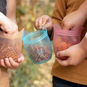 Zip Top Reusable 100% Silicone Baby + Kid Snack Containers- The only containers that stand up, stay open and zip shut! No Lids! Made in the USA - Orange Cat