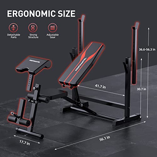 Adjustable Weight Bench, Olympic Workout Bench, Barbell Bench Press Set with Barbell Rack and Bench, Leg Exercises Preacher Curl Rack, Home Exercise Equipment