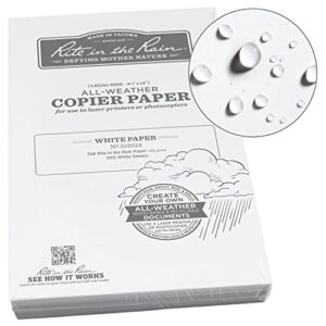 rite in the rain weatherproof laser printer paper, legal paper size 8 1/2″ x 14″, 32# white, 500 sheet pack (no. 328514), 14 x 8.5 x 2.75