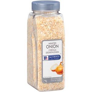mccormick culinary minced onion, 17 oz – one 17 ounce container of dried minced onion flakes, perfect for soups, sauces, meatballs, relishes and casseroles