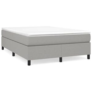 vidaXL Box Spring Bed with Mattress Home Bedroom Mattress Pad Double Bed Frame Base Foam Topper Furniture Light Gray 59.8"x79.9" Queen Fabric