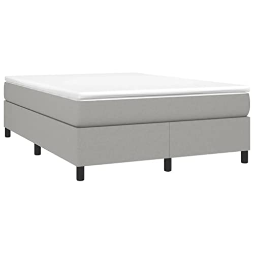 vidaXL Box Spring Bed with Mattress Home Bedroom Mattress Pad Double Bed Frame Base Foam Topper Furniture Light Gray 59.8"x79.9" Queen Fabric