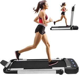 fophet2 in 1 under desk treadmill, 2.25hp folding walking running machine installation-free, with remote control, app control, and led display walking jogging for home and office workout