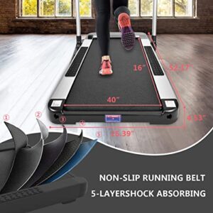 Fophet2 in 1 Under Desk Treadmill, 2.25HP Folding Walking Running Machine Installation-Free, with Remote Control, APP Control, and LED Display Walking Jogging for Home and Office Workout