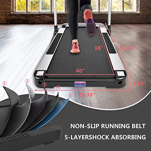 Fophet2 in 1 Under Desk Treadmill, 2.25HP Folding Walking Running Machine Installation-Free, with Remote Control, APP Control, and LED Display Walking Jogging for Home and Office Workout