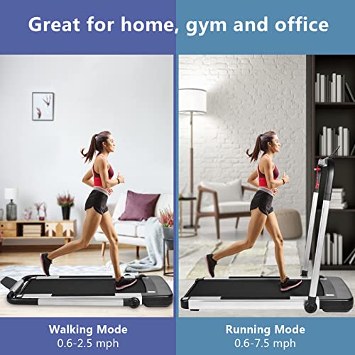 Fophet2 in 1 Under Desk Treadmill, 2.25HP Folding Walking Running Machine Installation-Free, with Remote Control, APP Control, and LED Display Walking Jogging for Home and Office Workout