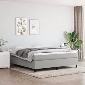 vidaxl box spring bed with mattress home bedroom mattress pad double bed frame base foam topper furniture light gray 72″x83.9″ california king fabric