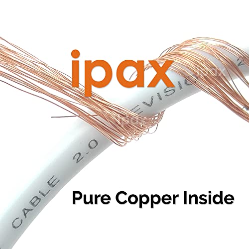 IPAX 15 Ft Long White Pure Copper USB 2.0 Interface Cable Compatible with HP Officejet Pro 7740 8715 8730 Canon Pixma TR4520 Printer Brother Scancut 2