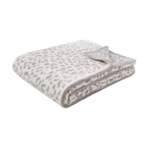 Member's Mark Luxury Premier Collection Cozy Knit Animal Print Throw (Snow Leopard Ivory Gray)