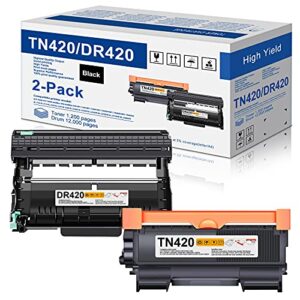 2-pack(1toner+1drum) tn-420 tn420 toner and dr420 dr 420 drum replacement for brother tn 420 dr-420 hl-2270dw hl-2280dw hl-2230 hl-2240 mfc-7360n mfc-7860dw 2840 2940 printer