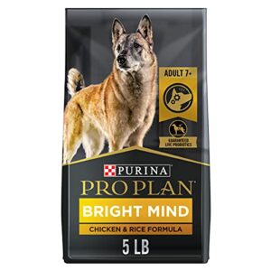 purina pro plan senior dog food with probiotics for dogs, bright mind 7+ chicken & rice formula – 5 lb. bags