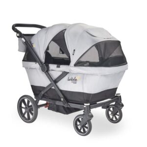 Larktale Caravan Coupe - Compact 2-Seater Stroller Wagon with Small Fold - Adjustable Canopies Included - Gray/Black