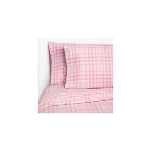 Member's Mark Flannel Sheet Set (Pink Plaid, Full)