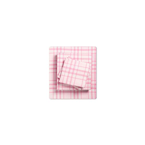 Member's Mark Flannel Sheet Set (Pink Plaid, Full)