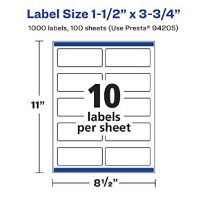 Avery Durable Waterproof Rectangle Labels with Sure Feed, 1.5" x 3.75", 1,000 Oil and Tear-Resistant Waterproof Labels, Print-to-The-Edge, Laser/Pigment-Based Inkjet Printable Labels