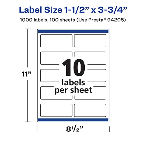 Avery Durable Waterproof Rectangle Labels with Sure Feed, 1.5" x 3.75", 1,000 Oil and Tear-Resistant Waterproof Labels, Print-to-The-Edge, Laser/Pigment-Based Inkjet Printable Labels