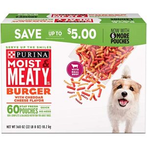 purina moist and meaty burger for pets with cheddar cheese flavor, 54 count
