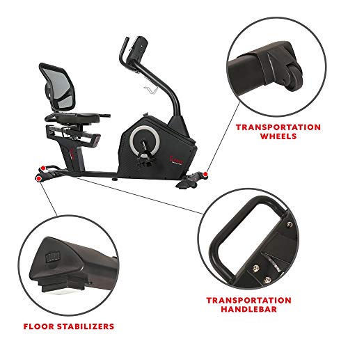 Sunny Health & Fitness Programmable Recumbent Bike - SF-RB4850, Black