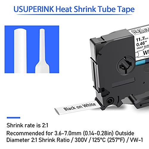 USUPERINK 3 Pack Compatible for Brother P-Touch HSe-231 HSe231 HS-231 HS231 Black on White 11.7mm 0.46'' Heat Shrink Tubing Label Tape for Wire Cable use in PT-P710BT P700 P750W P900 Label Printer