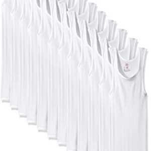 Hanes Men's ComfortSoft Moisture Wicking Tagless Tank Undershirts-Multipacks, White 12-Pack, Medium