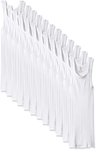 Hanes Men's ComfortSoft Moisture Wicking Tagless Tank Undershirts-Multipacks, White 12-Pack, Medium